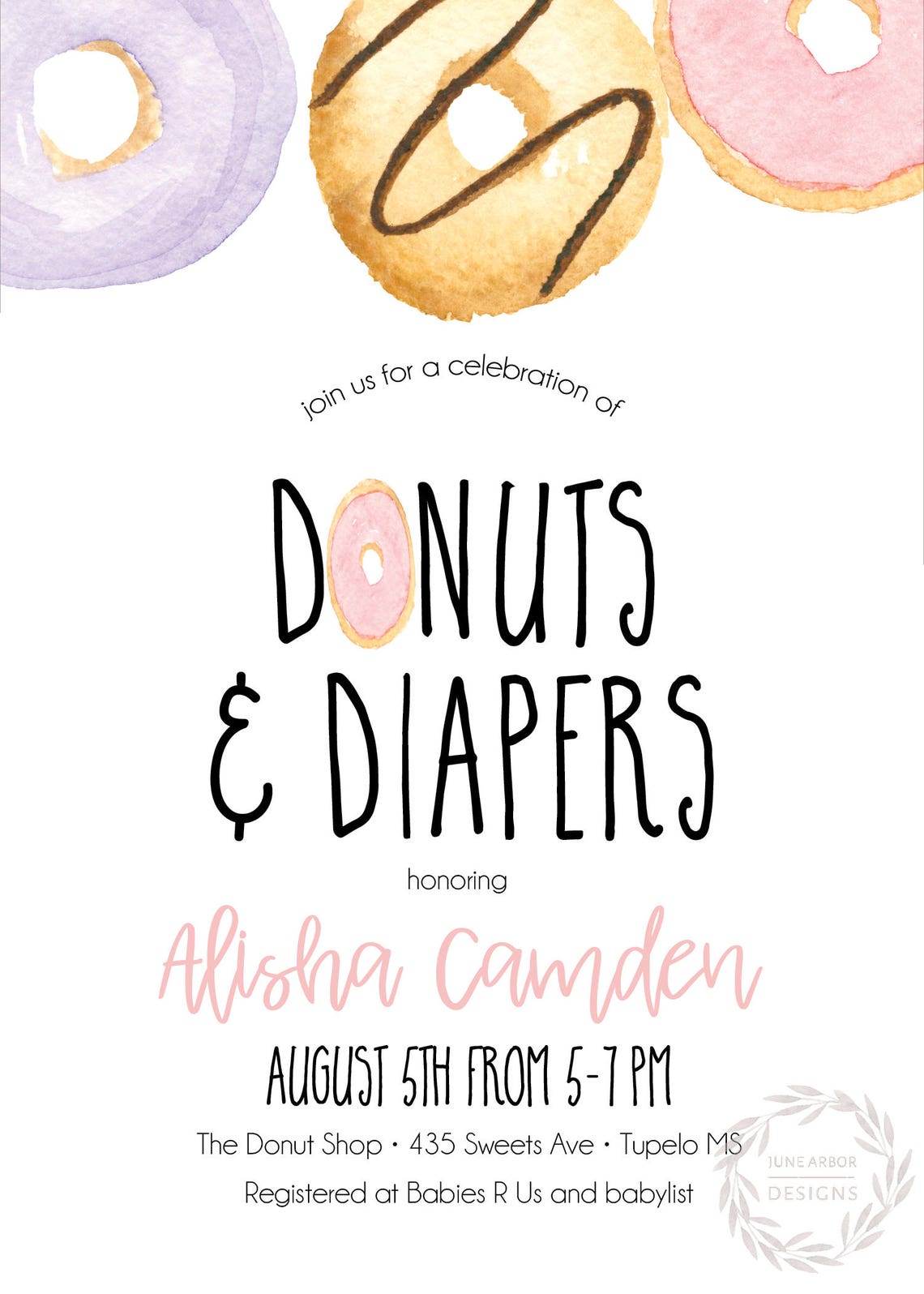 Diapers and Donuts Baby Shower Invitation Printable Baby | Etsy