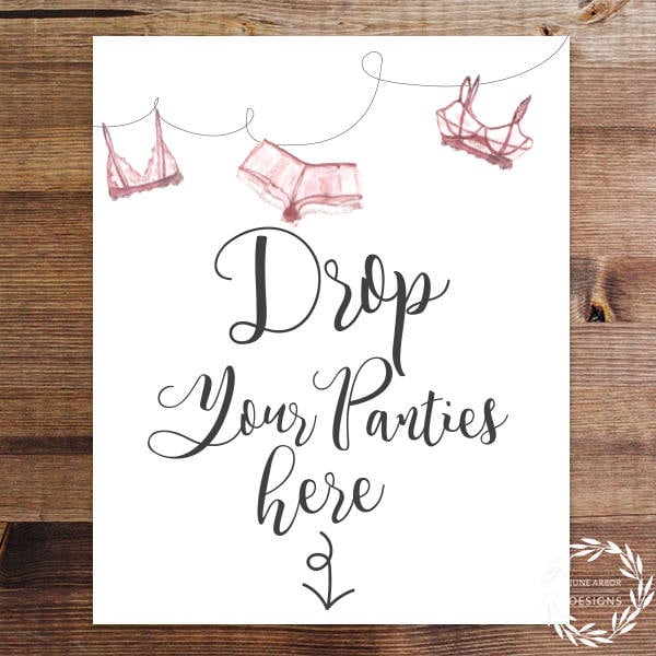 Drop Your Panties Sign Lingerie Shower Printable Sign Instant Download Panty Game Bachelorette Party Game Hen's Party Panty Drop - Etsy