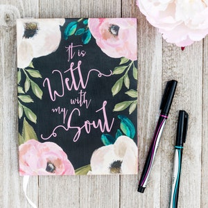 Prayer Journal Bound Journal Hardcover Journal It is Well With My Soul Floral Notebook Bible Journaling Gifts School Supplies image 3