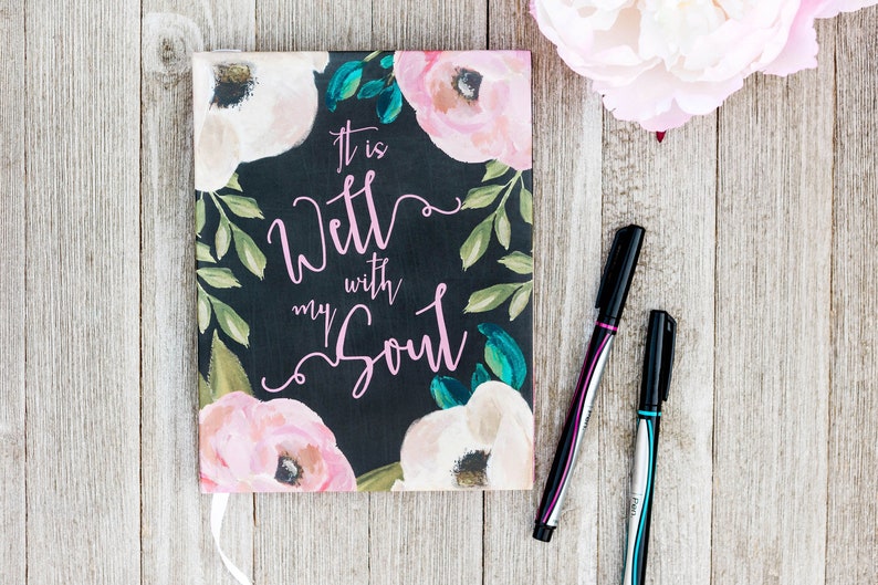 Prayer Journal Bound Journal Hardcover Journal It is Well With My Soul Floral Notebook Bible Journaling Gifts School Supplies image 3