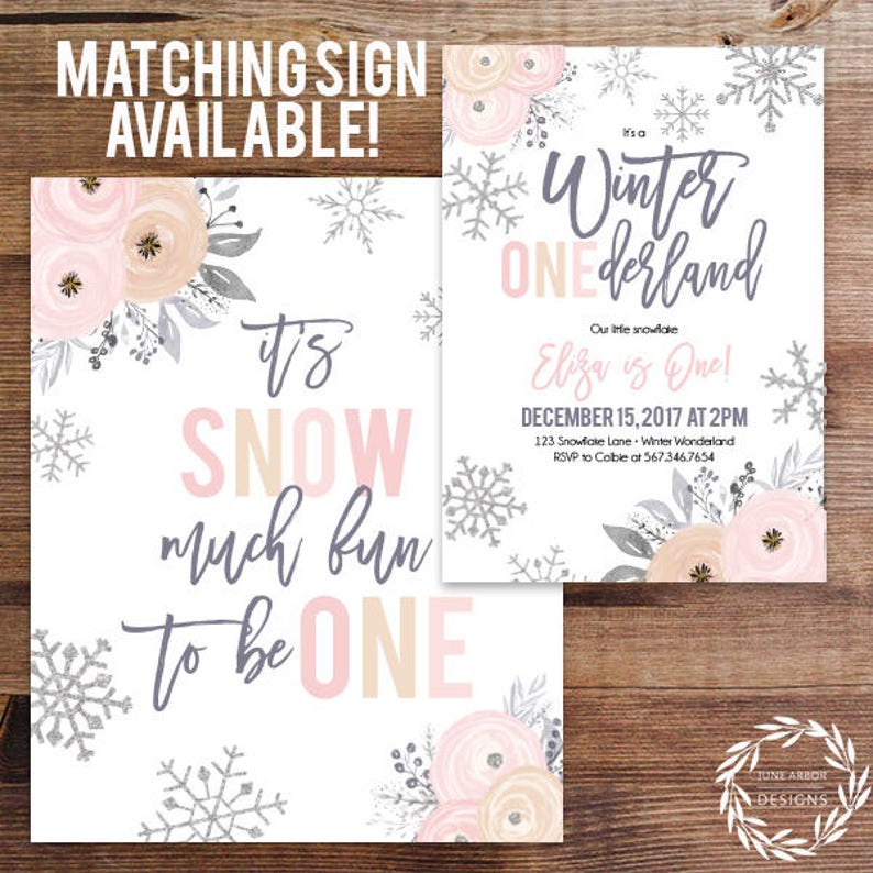 Download Winter ONEderland Birthday Party Sign Printable Sign | Etsy