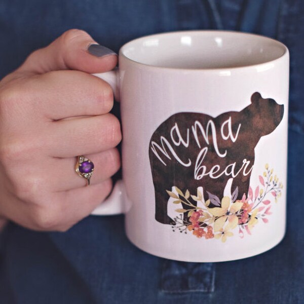 Mama Bear Mug | Mamma Bear | Mom Coffee Mug | Mug for Mom | 11oz  or 15 oz  Coffee Mug | Mom Life | Baby Shower Gift | Pregnancy Reveal Mug