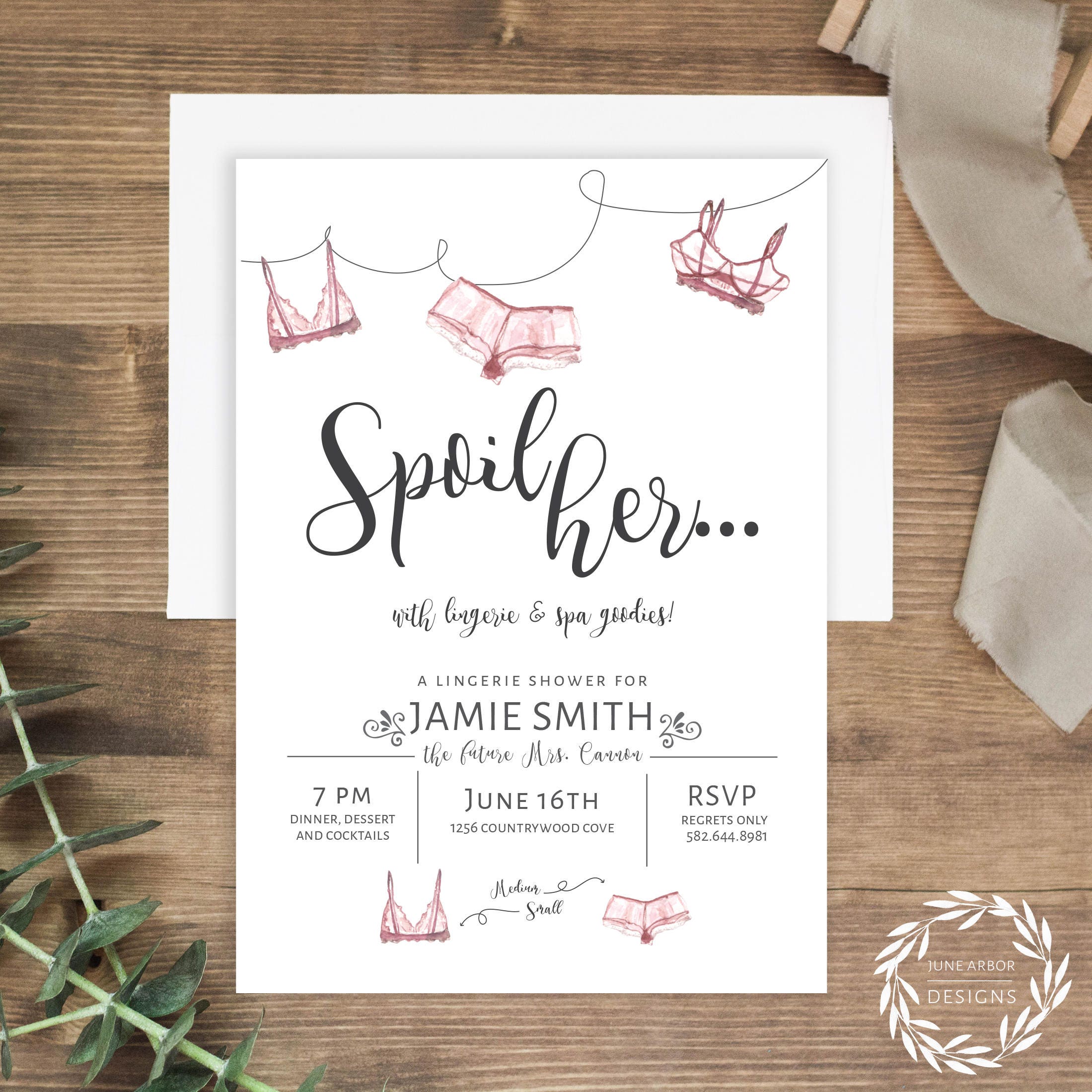 Lingerie Shower Invitation Blush Shower Invitation | Etsy