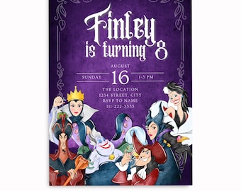 Villains Birthday Party Invitation Template, Edit on Canva | Girl's Magical Invite