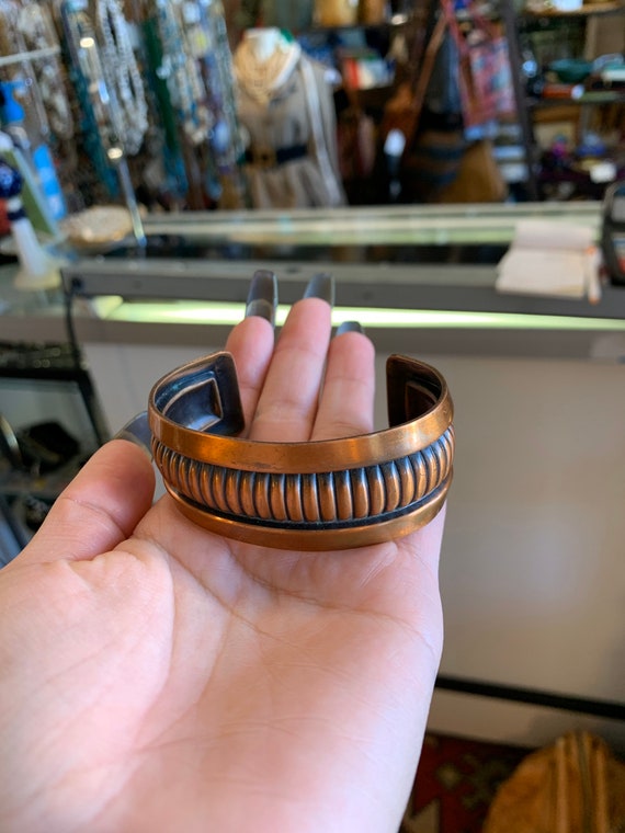 Vtg 70s Copper Wide Adjustable Cuff