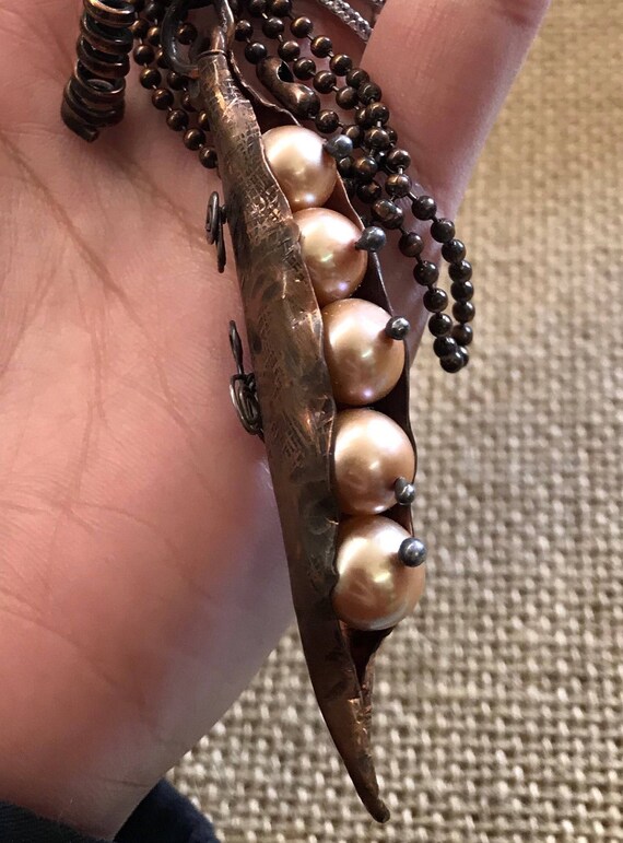 Artisan Made Copper Fresh Water Pearls In A Pod C… - image 2