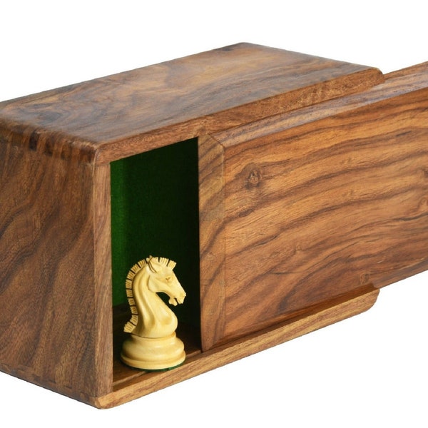 Coffret de rangement pour échecs Jeu d'échecs de tournoi en bois de Sesham jusqu'à 3,8 po. - M0081