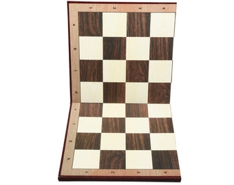 Folding Indian Cardboard 19" Chess Board with Notations in Brown and Off White square - 55mm square Wooden Chess Board | chessbazaar B1063