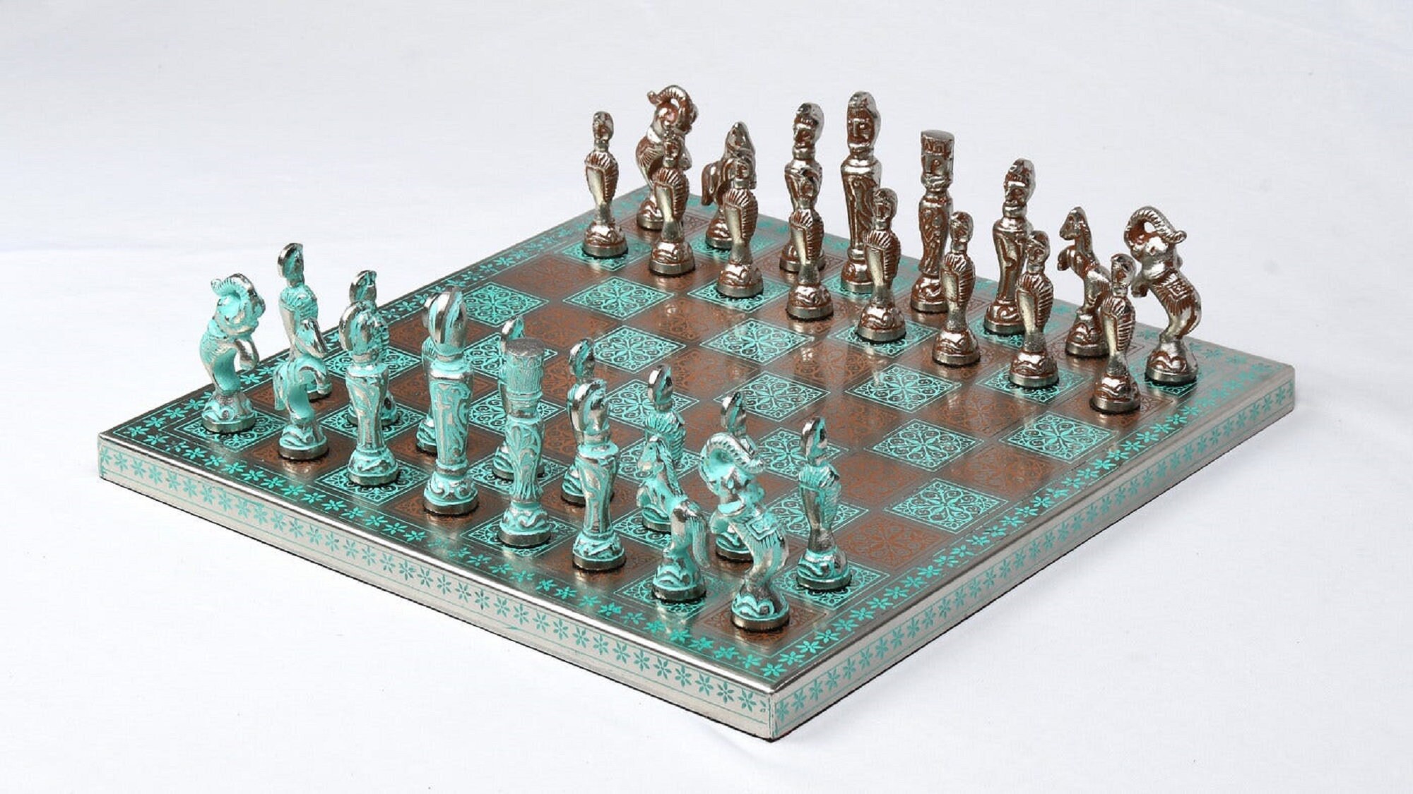 Brass Chess Set Handmade Antique finish Vintage Style Figure Etsy