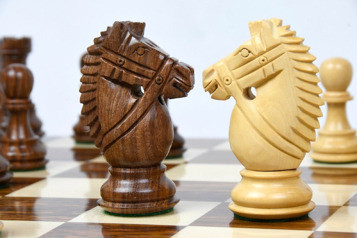 Wooden Chess Pieces the Bridle Knight Series in Sheesham & Box - Etsy