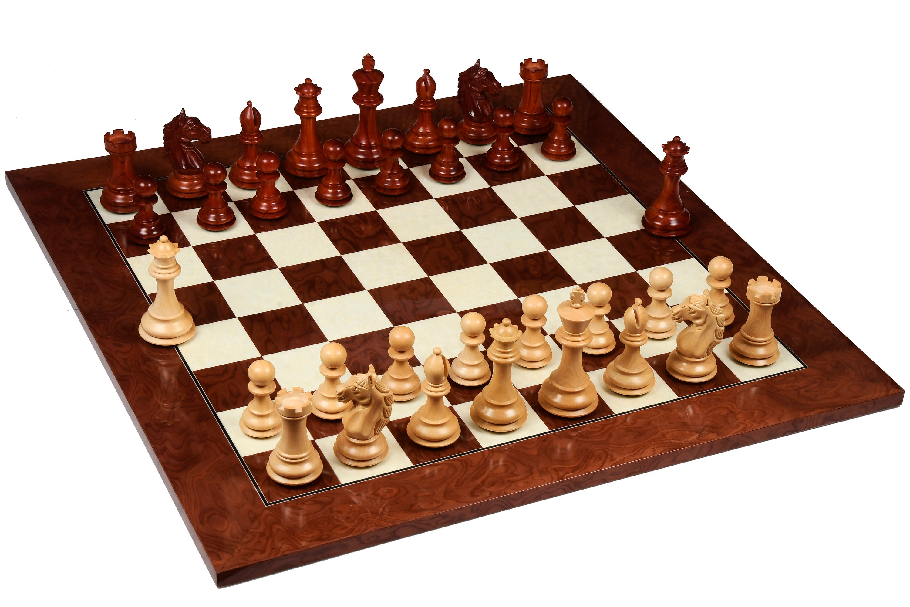  CHESSBAZAAR 19 Wooden Chess Set, Combo of Reproduced French  Lardy Chess Pieces in Ebonized Boxwood & Ebony Wooden Chess Board, 3.75  King Height