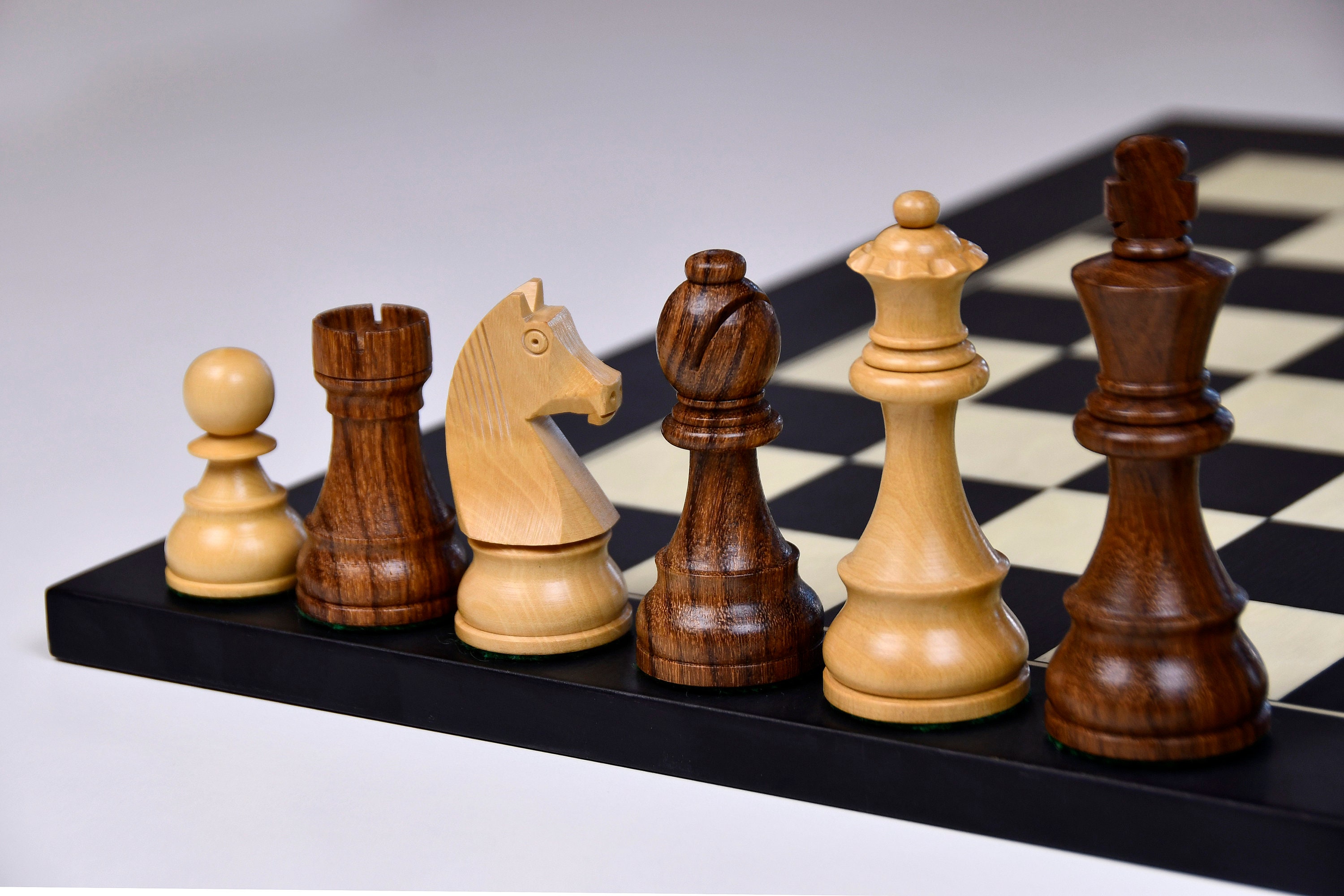 Combo of The Bridle Study Analysis Chess Pieces in Sheesham and Boxwood  with Walnut Maple Wooden Chess Board - 3.2 King