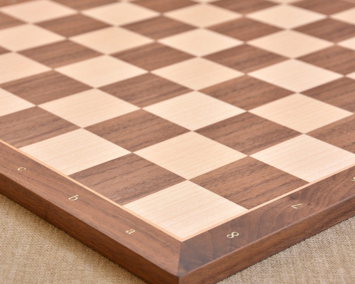 Wooden Chess Board Standard Walnut Maple with Notation Etsy