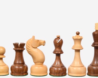 Chess Boards The 1961 Soviet Championship Weighted Wooden Chess Pieces in Sheesham & Boxwood - 4” King