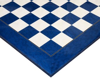 Wooden Deluxe Blue Ash Burl & White Erable Hi Gloss Finish Chess Board 22" - 55 mm - B1034