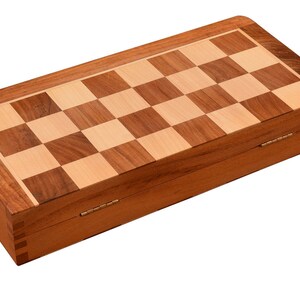 Traveling Magnetic Chess Set Hand Made Staunton Shesham Wood 14 x 14 Inches from India. SKU: S1232 image 3