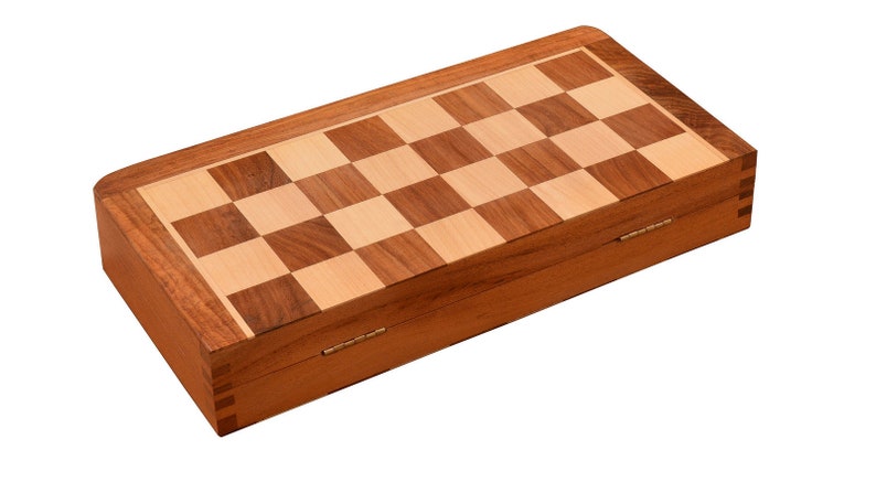 Traveling Magnetic Chess Set Hand Made Staunton Shesham Wood 14 x 14 Inches from India. SKU: S1232 image 3
