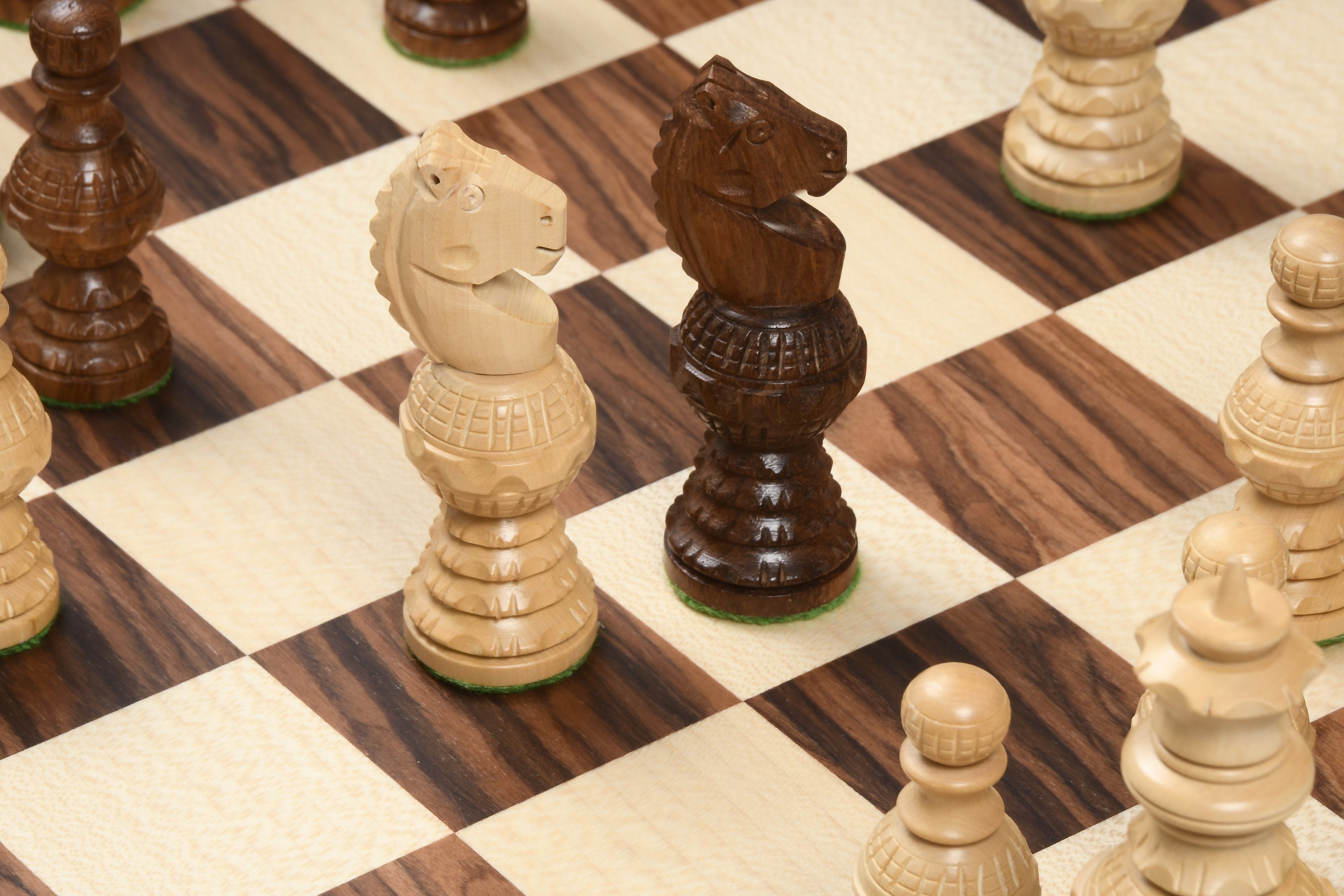 Combo of The Traditional Indian Hand Carving Chess Pieces in Sheesham & Box  Wood - 5.1 King with Chess Board