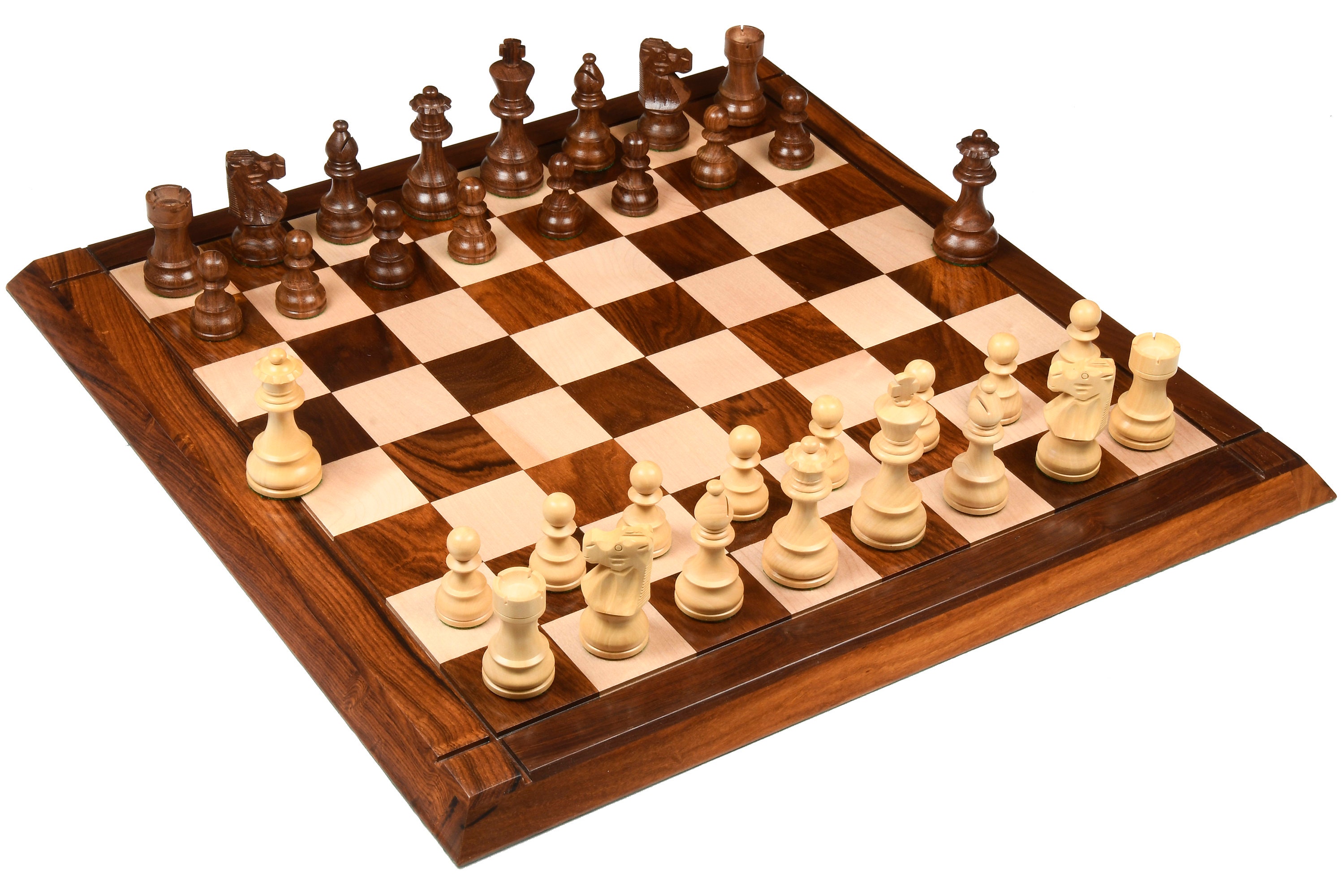  CHESSBAZAAR 19 Wooden Chess Set, Combo of Reproduced French  Lardy Chess Pieces in Ebonized Boxwood & Ebony Wooden Chess Board, 3.75  King Height