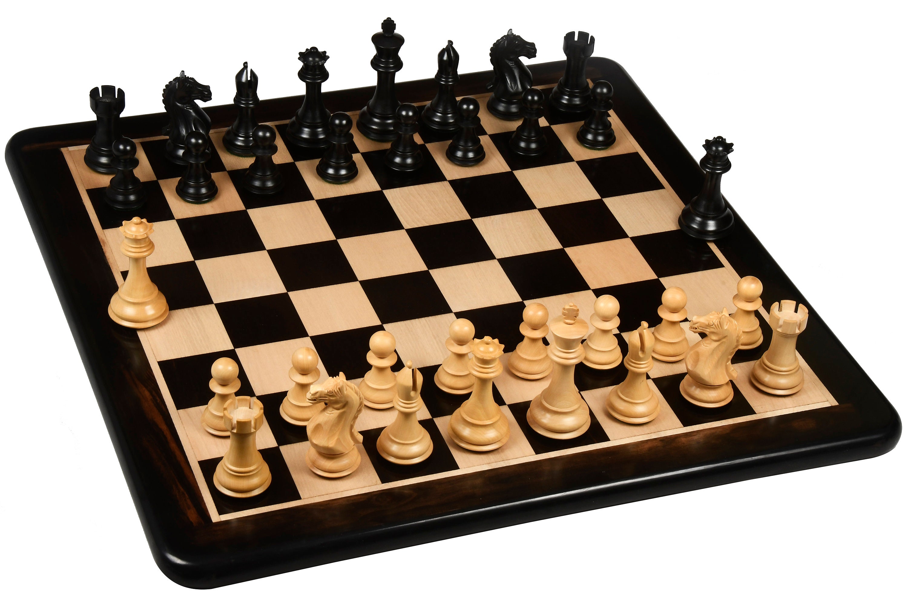 The Bridle Study Analysis Chess Pieces in Ebonized and Boxwood -   Denmark