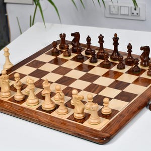Wooden Chess Set 3.75&quot; Grandmaster Staunton Pieces in Sheesham Wood | Optional Chess Board & Storage Pouch