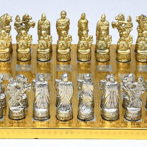 Brass Metal Luxury Chess Pieces & Board Combo Set in Shiny - Etsy