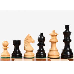 3" Tournament Chess Set - Staunton Wood Chess Pieces - German Knight - Ebonized Boxwood