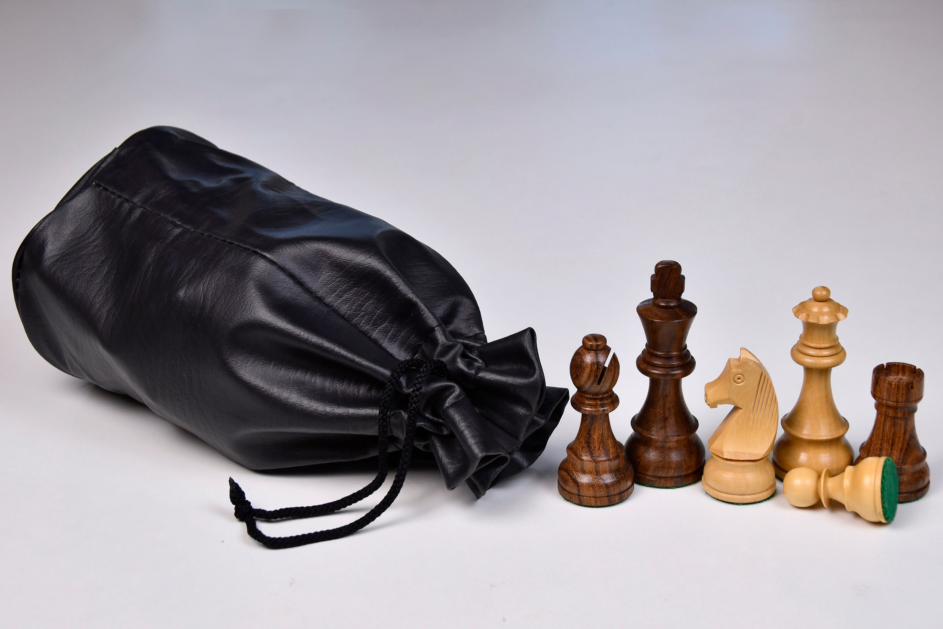 Combo of The Bridle Study Analysis Chess Pieces in Sheesham and Boxwood  with Walnut Maple Wooden