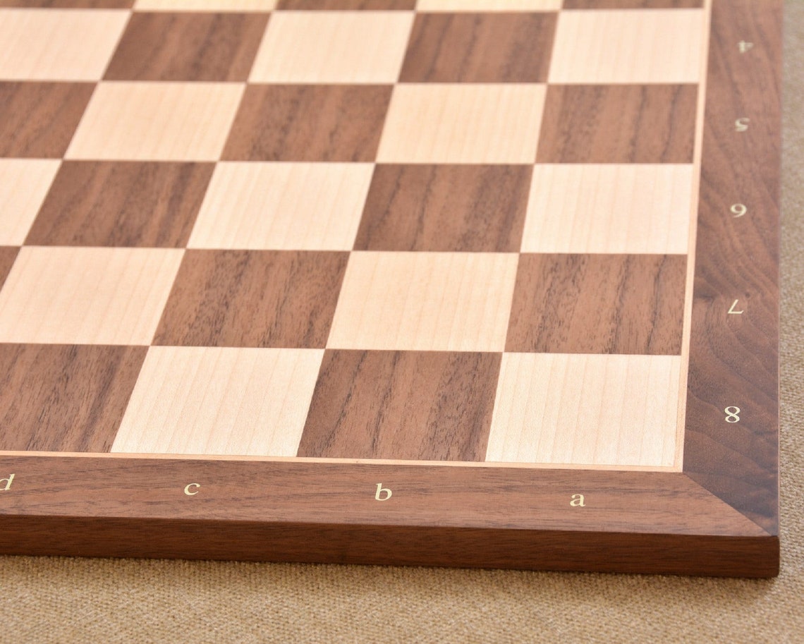Wooden Chess Board Standard Walnut Maple with Notation Etsy