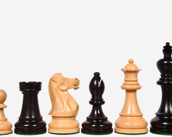 The Staunton Series Weighted Chess Pieces in Ebonized Boxwood & Box Wood - 4.1" King M0043B