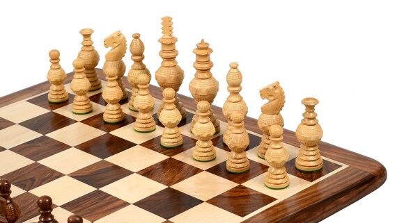 Combo of The Traditional Indian Hand Carving Chess Pieces in Sheesham & Box  Wood - 5.1 King with Chess Board