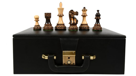 IWIS Metal Chess Pieces Only No Board in Unique Storage Box, Gifts for Men,  Women, 32 Large Quadruple Weighted Chess Pieces, 2 Extra Queen, 2.6” King