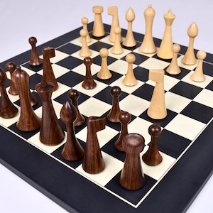 Chess Set Modern Mid-century - Minimalist Hermann Ohme - Weighted 