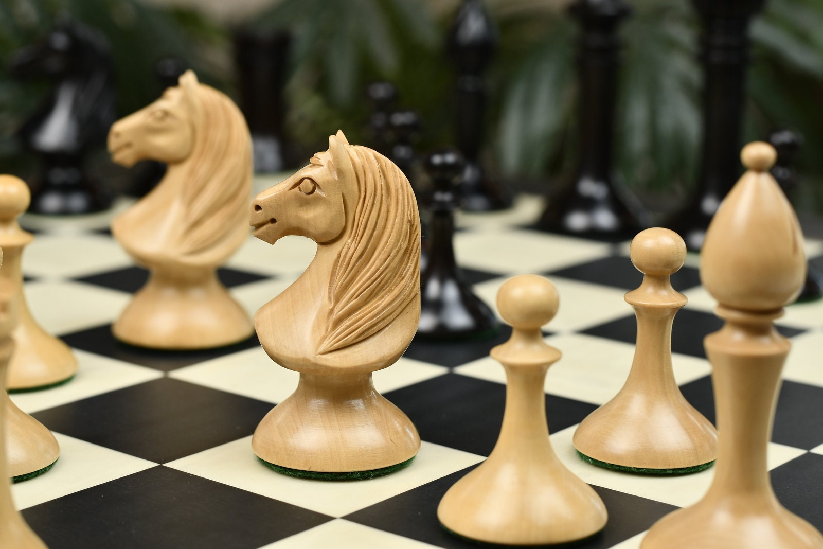 Reproduced 1910 Circa Lasker–Schlechter World Championship Chessmen in  Genuine Ebony Wood & Boxwood - 4.4 King