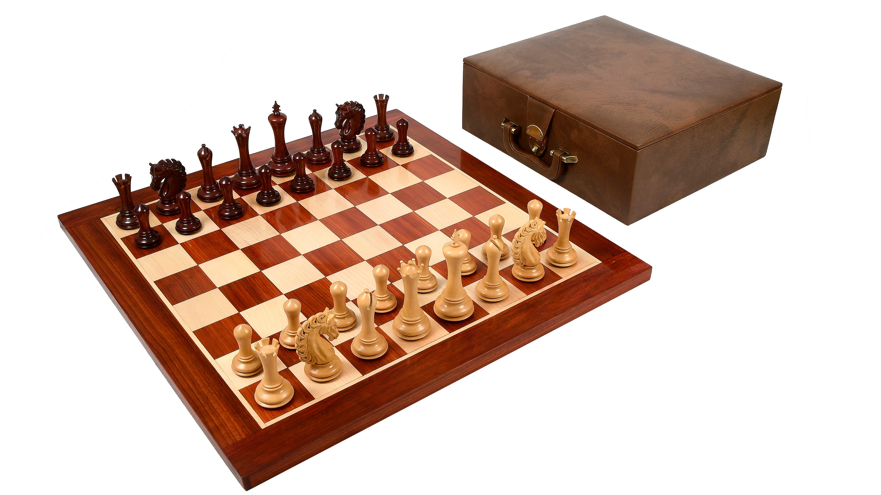 Combo of The Traditional Indian Hand Carving Chess Pieces in Sheesham & Box  Wood - 5.1 King with Chess Board