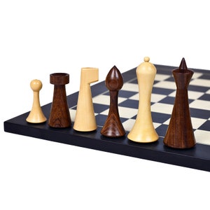 Chess Set Modern Mid-Century - Minimalist Hermann Ohme - Weighted Sheesham Wood - Handcrafted Chess Set - Best Chess Set