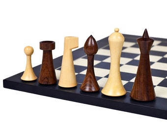 Chess Set Modern Mid-Century - Minimalist Hermann Ohme - Weighted Sheesham Wood - Chessbazaar