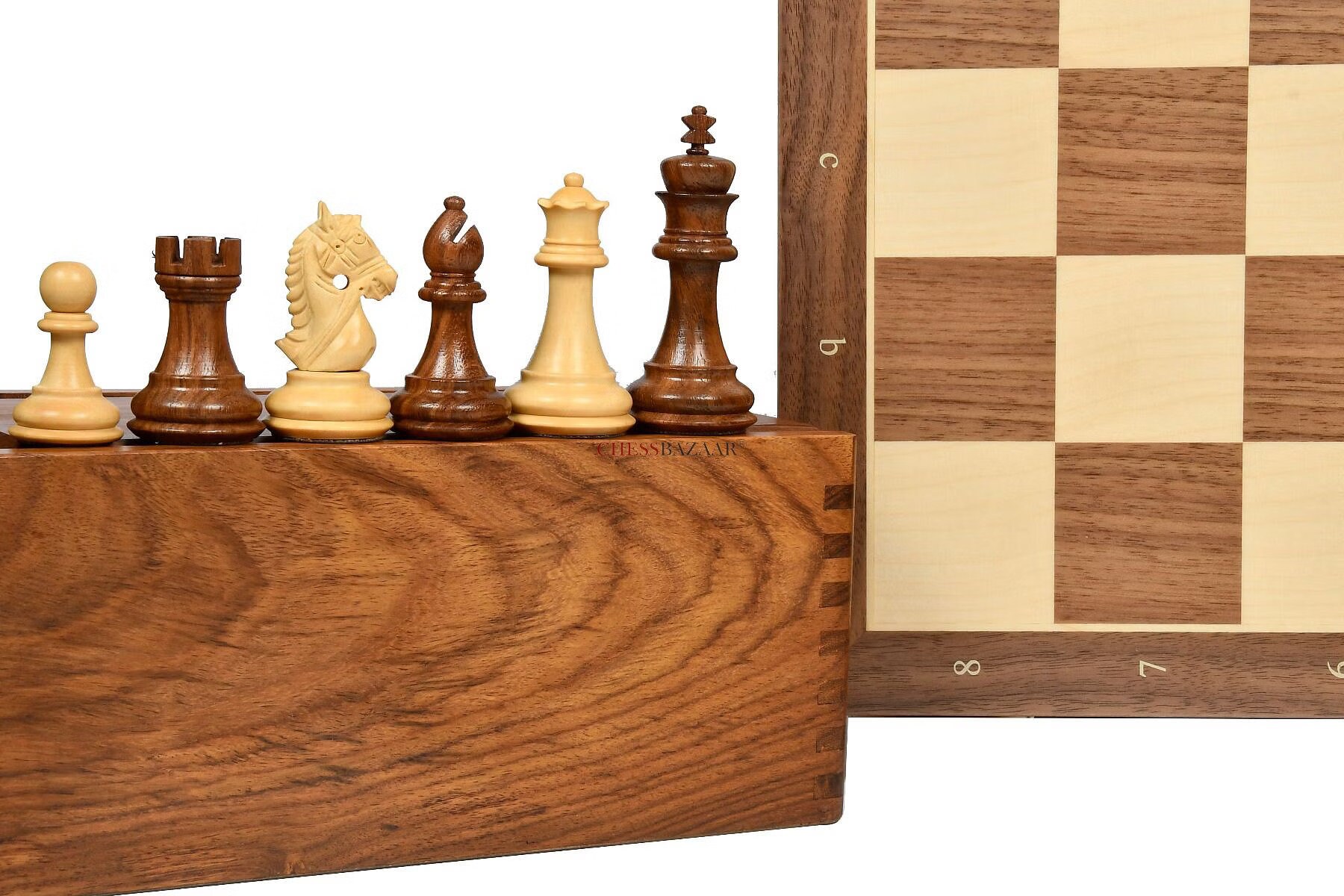 The Bridle Study Analysis Chess Pieces in Ebonized and Boxwood - 3.2 King