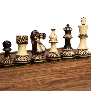  The Chess Empire-The French Lardy 3.75 Boxwood & Acacia  Staunton Wood Chess Pieces only Set : Toys & Games