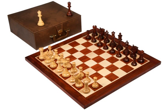 Combo of The Traditional Indian Hand Carving Chess Pieces in Sheesham & Box  Wood - 5.1 King with Chess Board