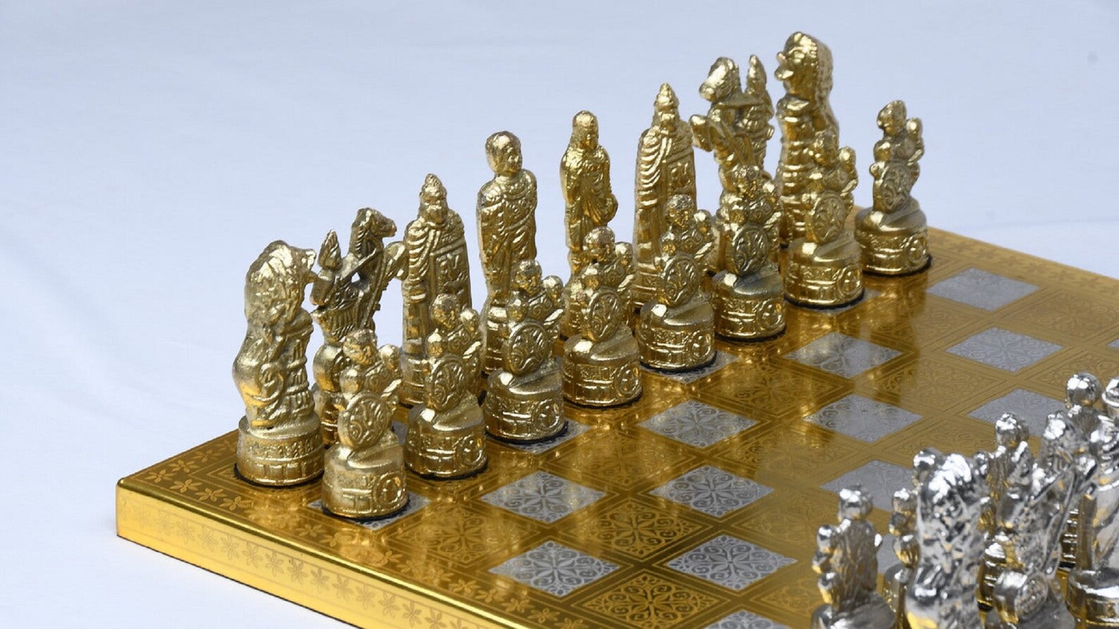 Brass Metal Luxury Chess Pieces & Board Combo Set in Shiny Etsy