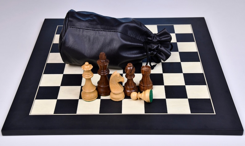 Tournament Championship Chess Set Sheesham Wood Pieces German Knight Handcarved Chess Pieces Extra Queens Chessbazaar With Pouch and Board