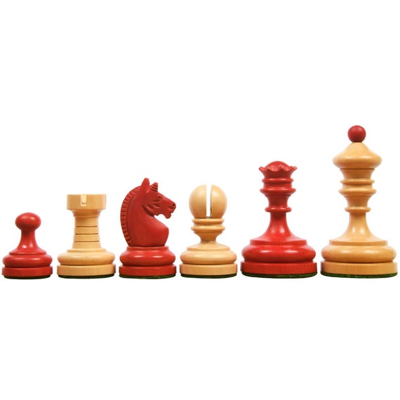 German Knight Plastic Chess Set Brown & Natural Wood Grain Pieces - 3.9  King