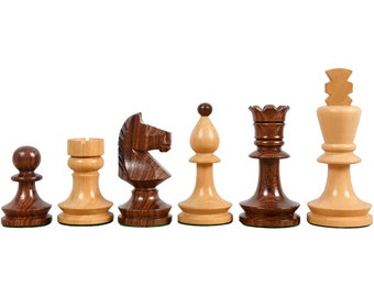 3.8" Romanian-Hungarian Tournament Chess Set - Weighted Chess Pieces - Indian Rosewood