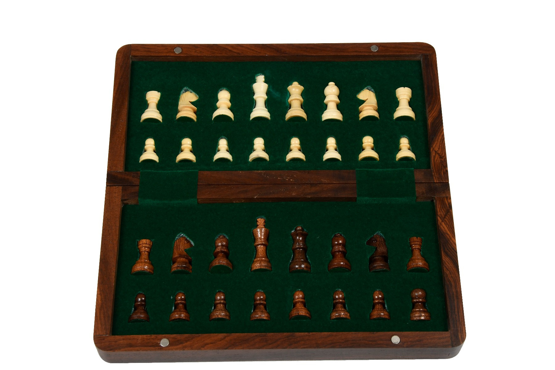 Travel Chess Set Folding Magnetic lacquer finish Sheesham 10&quot; - Portable Chess Set - Foldable Chess Set Board - Travel Friendly Chess Set