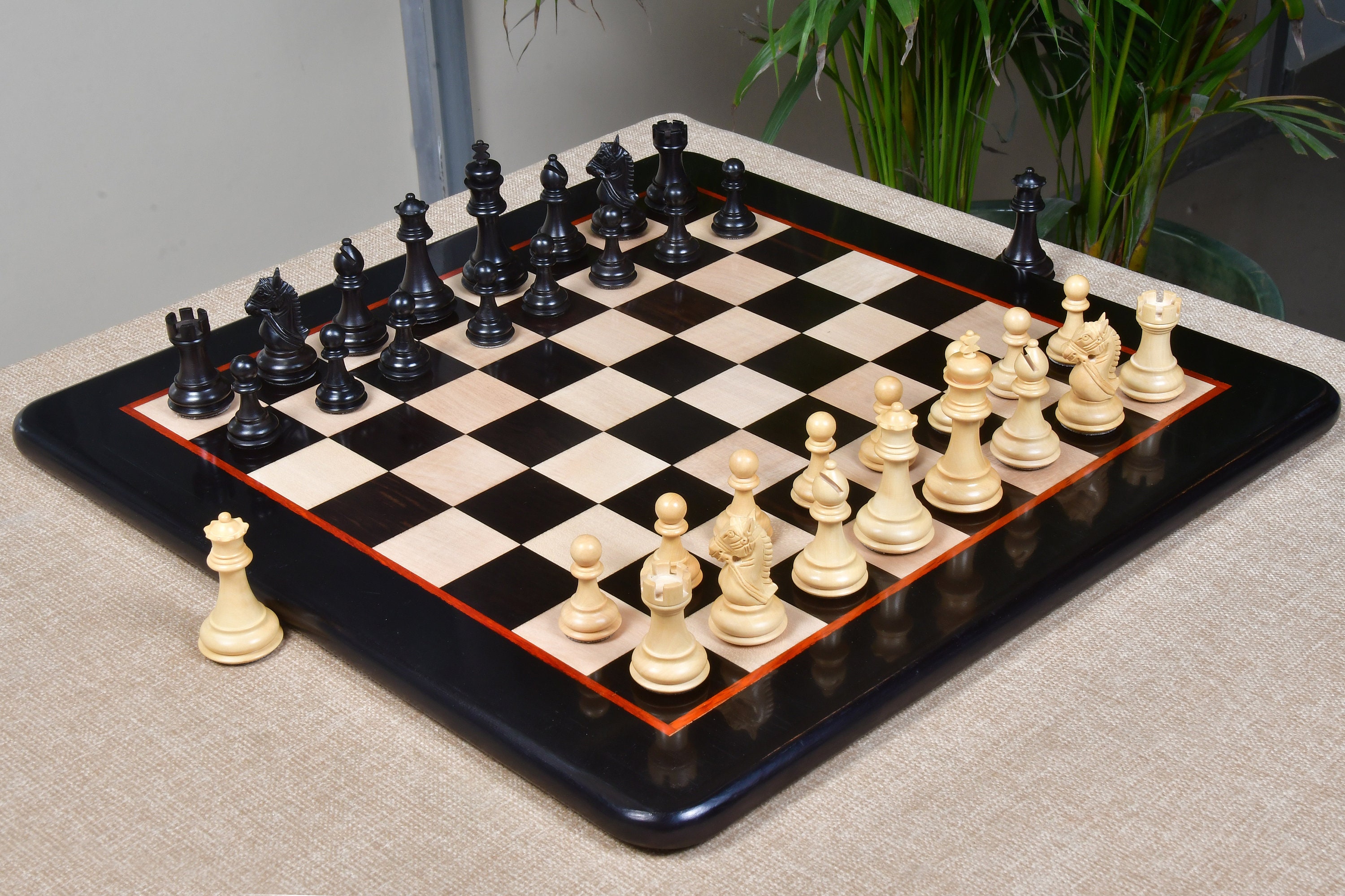 The Bridle Study Analysis Chess Pieces in Ebonized and Boxwood -   Denmark