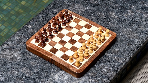 Close-up of Square Off automated chess board, which uses magnets