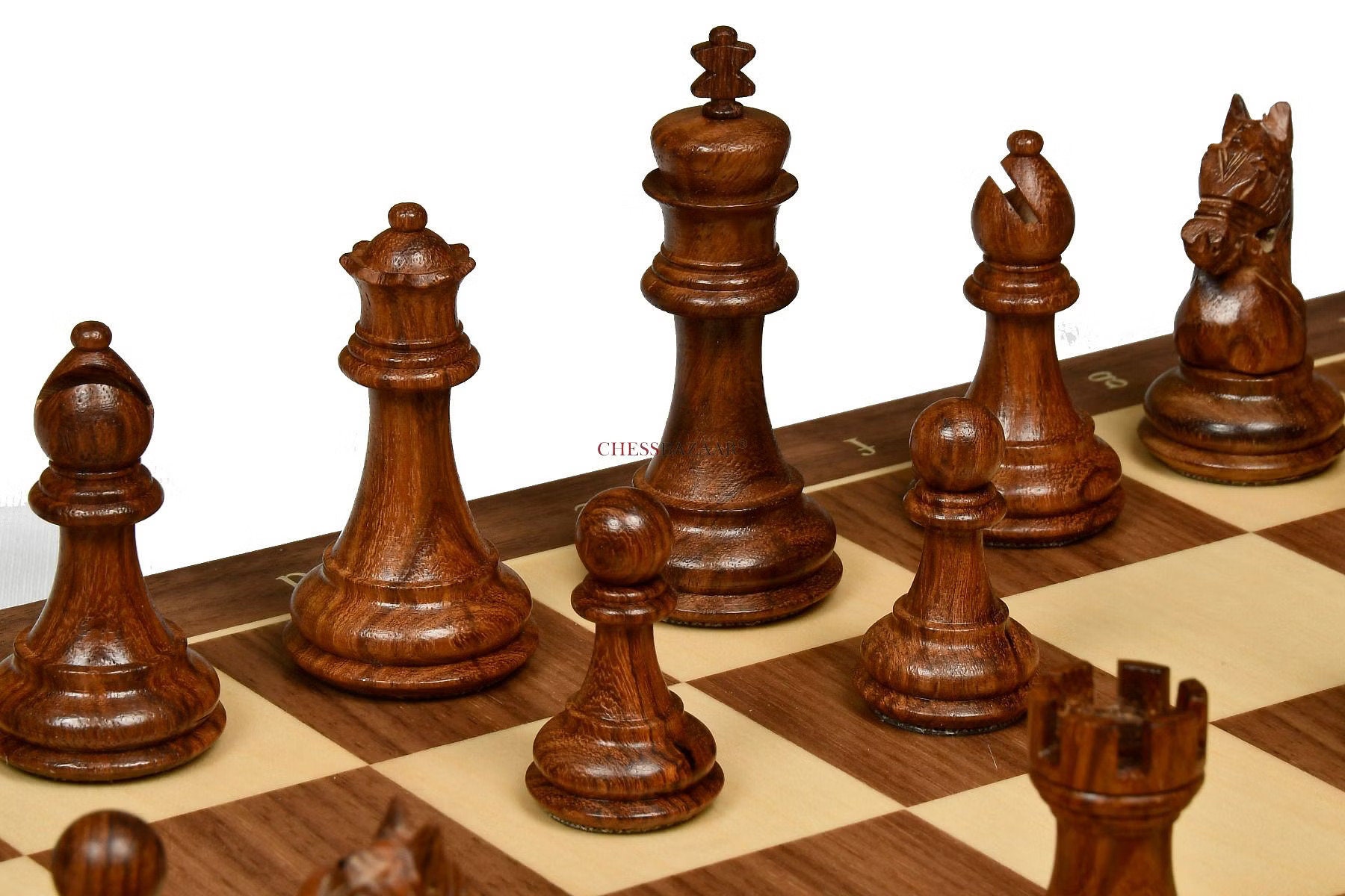 Combo of The Bridle Study Analysis Chess Pieces in Sheesham and Boxwood  with Walnut Maple Wooden Chess Board - 3.2 King