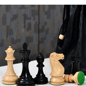 Chess Pieces - CB Grandmaster Staunton 3.75&quot; King in Ebonized & Natural Boxwood | Optional Chess Board and Chess Storage Pouch