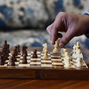 Travel Chess Set Folding Magnetic lacquer finish Sheesham 10" - Portable Chess Set - Foldable Chess Set Board - Travel Friendly Chess Set